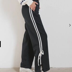 bohme navy Wide-Leg Joggers with White Double Side Stripes